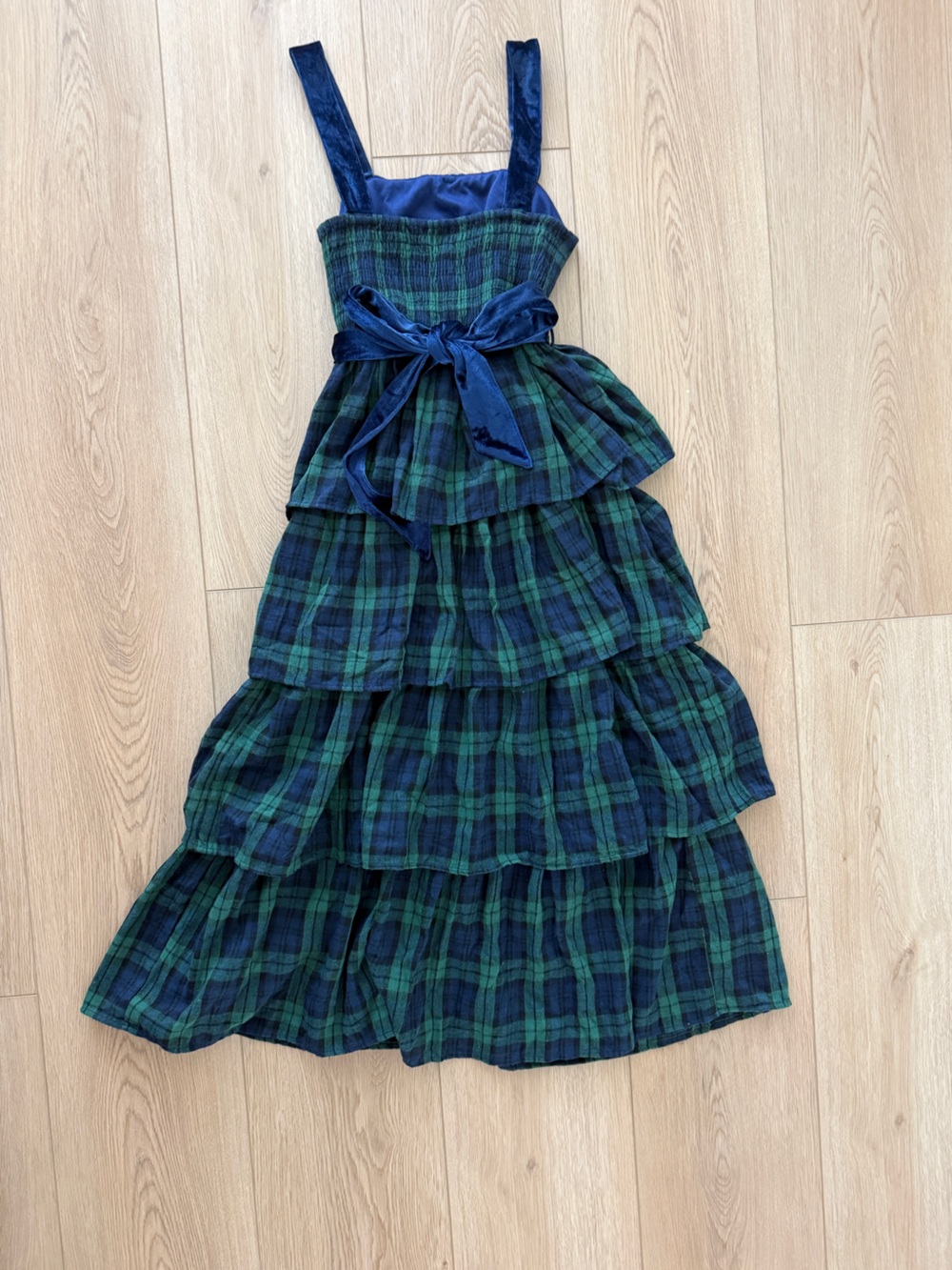 entro Green Tartan Tiered Maxi Dress - Picture 4 of 5